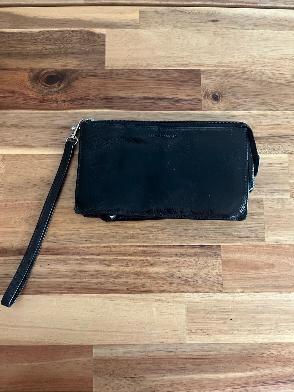 Francesco Biasia Leather Wristlet Clutch - Black